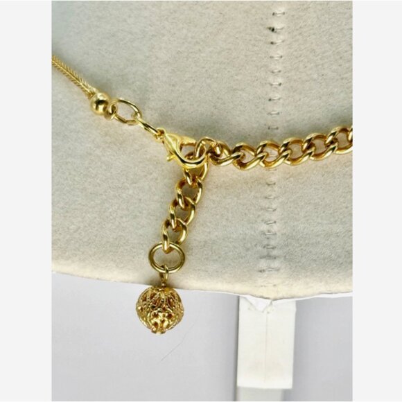 Vintage MCM Mid Century Modern Gold Tone Tassel Ball 16" Choker Necklace - Picture 5 of 6